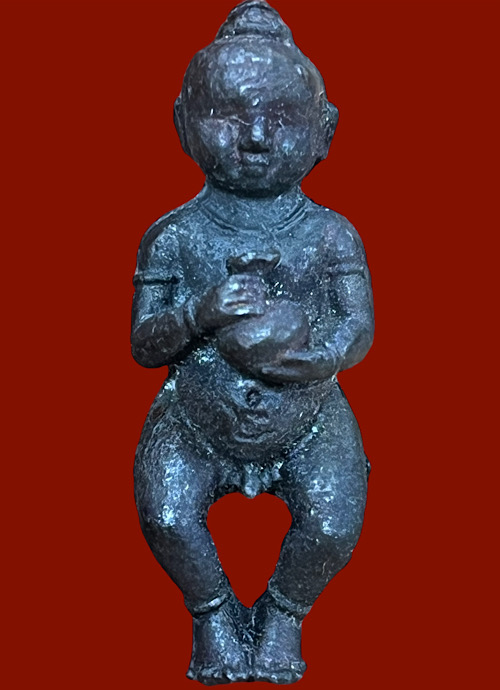 กุมารหลวงพ่อกวย วัดโฆสิตาราม จ.ชัยนาท ปี2521 เนื้อตะกั่วอาบทองแดง