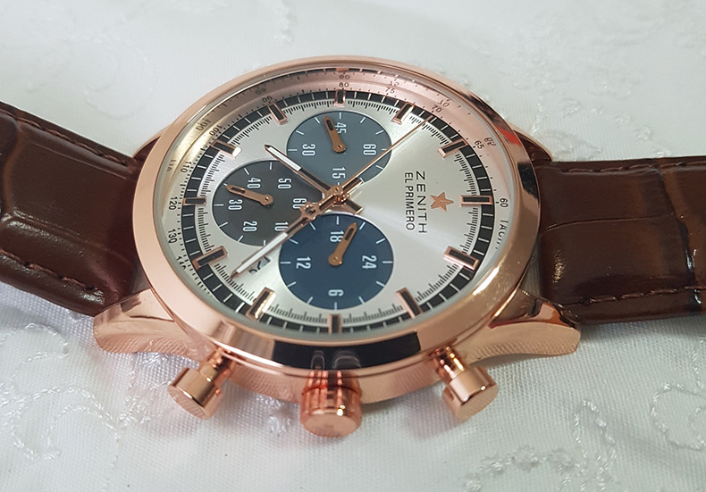 นาฬิกา Z E N I T H  โครโนกราฟ EL Primero เรือน Pink Gold หน้าปัดสวยๆ Tachymeter