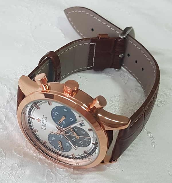 นาฬิกา Z E N I T H  โครโนกราฟ EL Primero เรือน Pink Gold หน้าปัดสวยๆ Tachymeter
