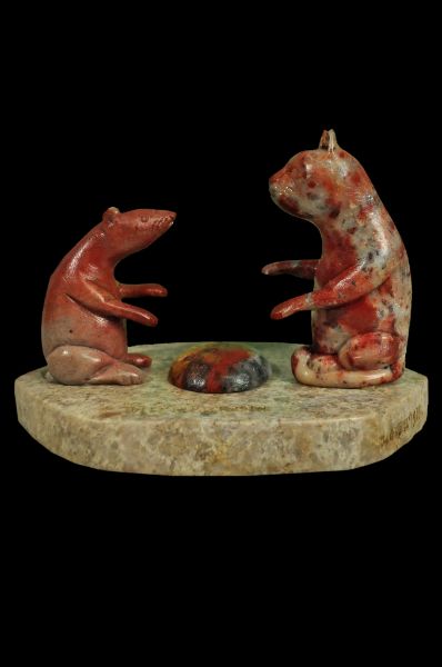 หนูกับแมวหลวงพ่อสนิท วัดลำบัวลอย เนื้อหินสบู่ จารเครื่อง ยุคปลาย