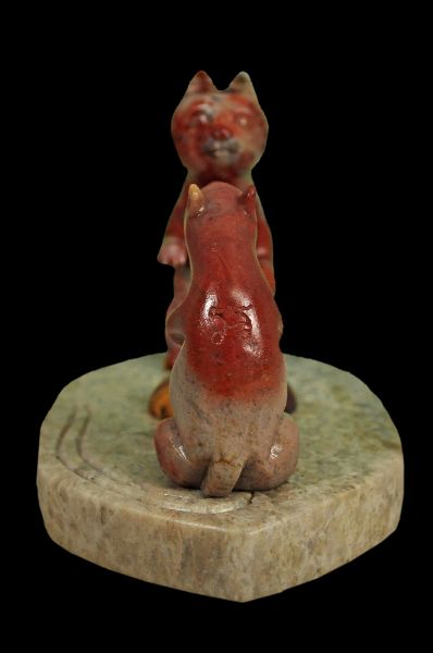 หนูกับแมวหลวงพ่อสนิท วัดลำบัวลอย เนื้อหินสบู่ จารเครื่อง ยุคปลาย