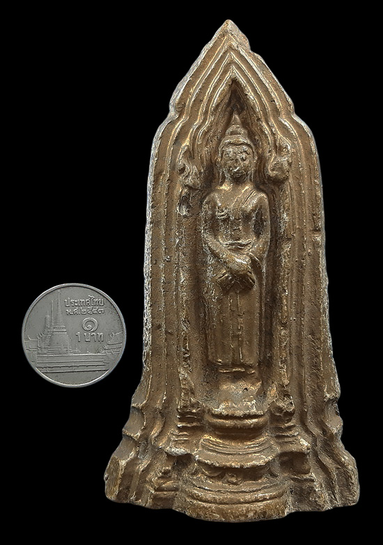 พระโคนสมอ ปางถวายเนตร เนื้อดินทาทอง 