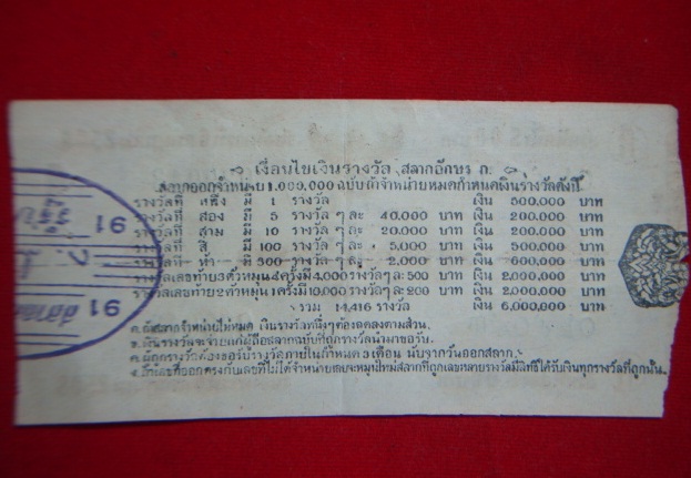 ขายสลากกินแบ่งรัฐบาล(ฉบับเก่า) สมัยจอมพลถนอม งวดวันที่ 6 กค 2508 หายากครับ