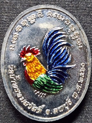 วัดถ้ำพรหมสวัสดิ์ จ.ลพบุรี เหรียญเศรษฐีพันล้าน หลวงปู่สรวง หลังไก่ 2560 เนื้อกะหลั่ยเงินลงยา 