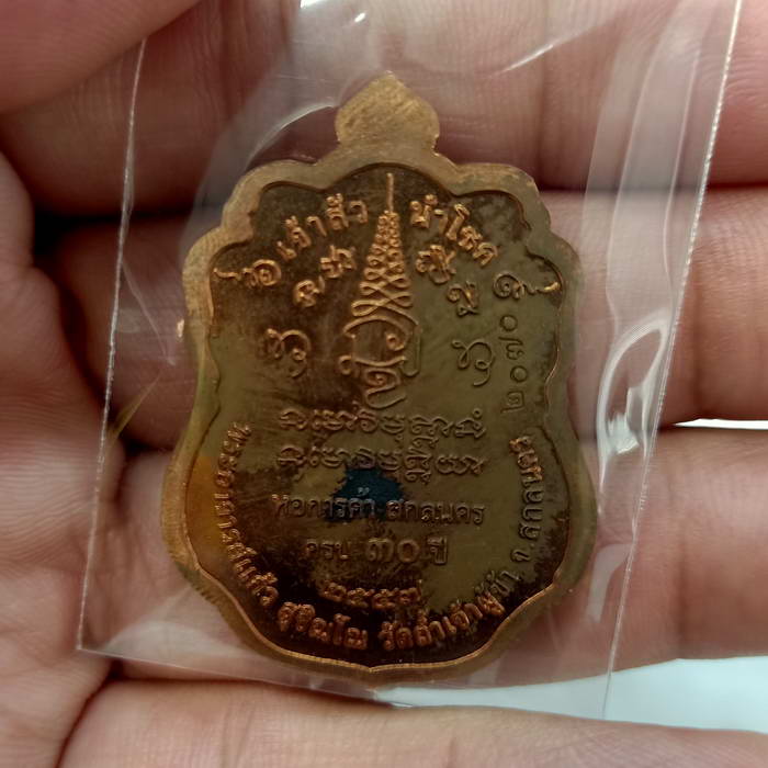 เหรียญ เจ้าสัวนำโชค หลวงปู่แก้ว สุจิณโณ วัดถ้ำเจ้าผู้ข้า อ.พรรณานิคม จ.สกลนคร เนื้อทองแดง หมายเลข 20