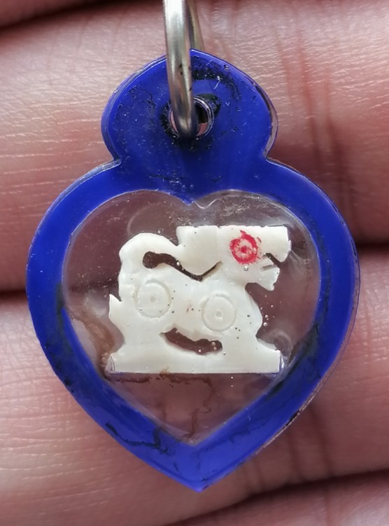 สิงห์งาแกะหลวงพ่อกวย วัดโฆสิตาราม จ.ชัยนาท งานผูกพัทธสีมา เลี่ยมเดิมจากวัด ปี 2521 เคาะเดียว