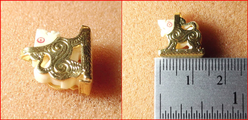 สิงห์งาแกะ หลวงพ่อหอม วัดชากหมาก จ.ระยอง เลี่ยมกระเช้าเดิม-2