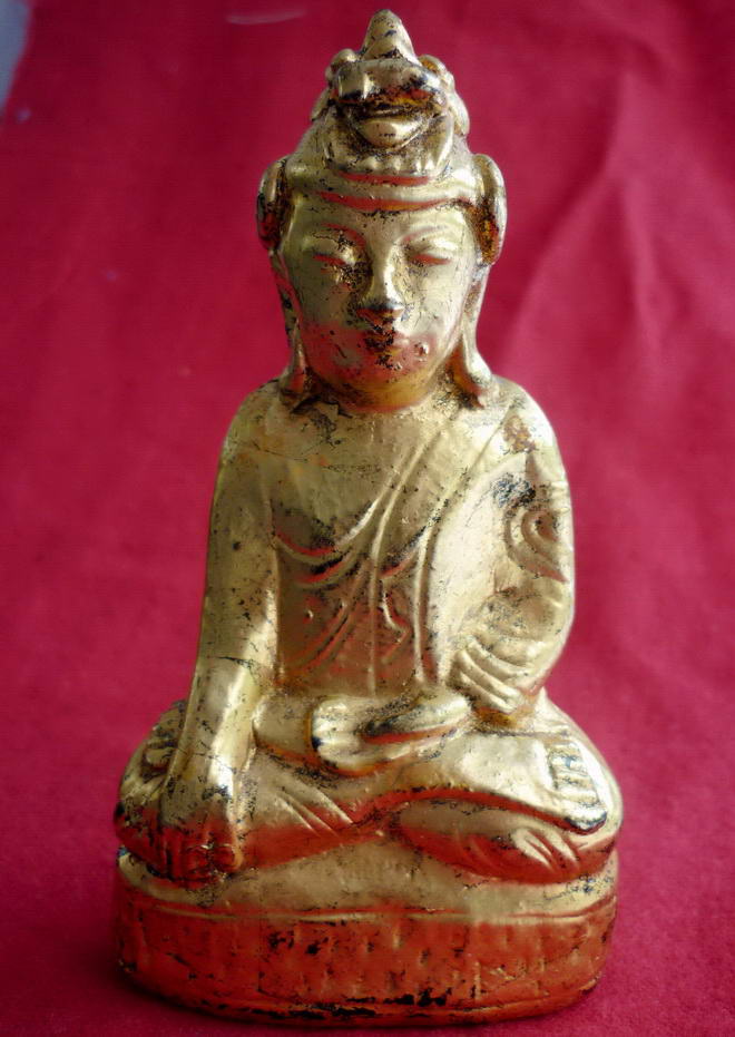 พระอุปคุตนาคปรก(พระบัวเข็ม) "พระอรหันต์ผู้จำศีลภาวนาเมืองบาดาล" เนื้อไม้เก่าลงรักปิดทอง สุดCLASSIC