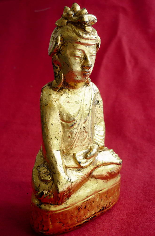 พระอุปคุตนาคปรก(พระบัวเข็ม) "พระอรหันต์ผู้จำศีลภาวนาเมืองบาดาล" เนื้อไม้เก่าลงรักปิดทอง สุดCLASSIC