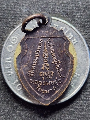 วัดดอนไร่ จ.สุพรรณบุรี เหรียญหน้าวัวพิมพ์เล็ก หลวงพ่อมุ่ย  (ออกวัดหนองบัวทอง  ไตรมาส ปี2538)