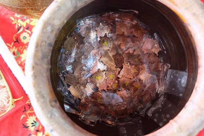 พญาเต่าอรหันต์พันล้าน หลวงปู่แสน วัดบ้านหนองจิก จ.ศรีสะเกษ ปี 2561 เนื้อทองแดงผิวไฟ เลข316+กล่อง