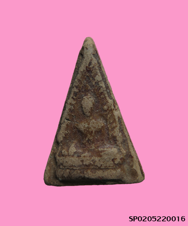 พระพุทธชินราช เนื้อดินจุ่มรักเนื้อเกลี้ยง หลังจาร