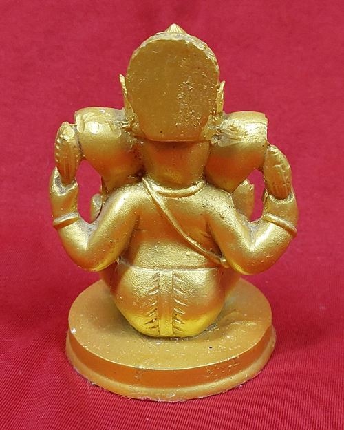 (ปิด99-)พระพิฆเนศปางประทานพร ฐานกว้าง2.50นิ้ว วัดแขกสีลม เนื้อเรซิ่นสีทอง