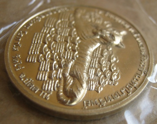 เหรียญพญาเสือนอนกินเจ้าแห่งโภคทรัพย์ อาจารย์แดง วัดไร่ จ ปัตตานี เนื้ออัลปาก้า หมายเลข176 พร้อมกล่อง