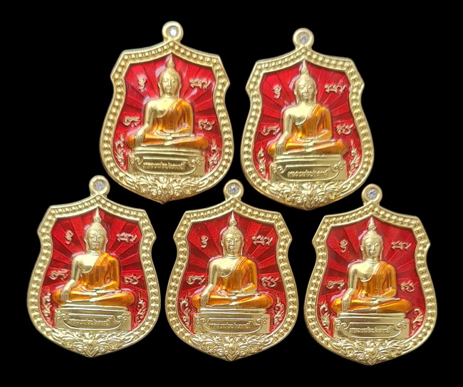 เคาะแรกแดง..หลวงพ่อปลดหนี้ ๖๕..อาร์มกะไหล่ทองลงยาแดง ๕ เหรียญ ไม่มีกล่อง..วัดพระธาตุวาโย ฉะเชิงเทรา