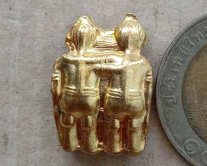 กัณหา-ชาลี หลวงปู่หลิว วัดไร่แตงทอง จ.นครปฐม ปี2536 เนื้อทองแดงกะไหล่ทอง พิมพ์กำไลตรง