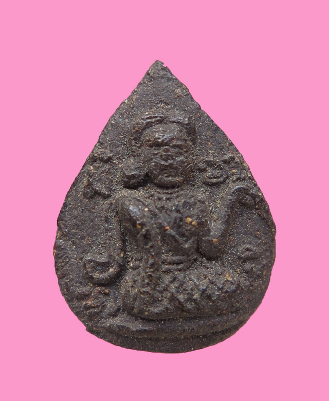 นางกวักซ้าย เนื้อผงคลุกรัก หลังยันต์