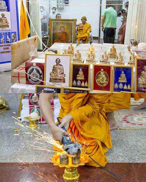 รูปหล่อหลวงพ่อคูณ ปี2556เลข966 รุ่นอายุวัฒนมงคล90 เนื้อทองฝาบาตร แยกจากชุดกรรมการ สร้าง999ชุด