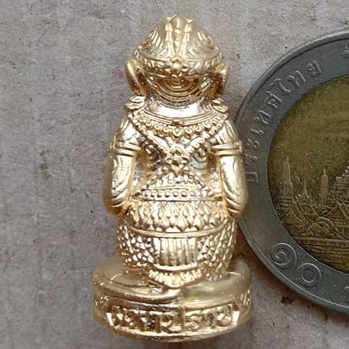 หนุมาน รุ่น"มหาปราบ"ปี2559 อธิฐานจิตเดี่ยวโดย พระมหาสุรศักดิ์ เนื้อบรอนซ์นอกชุบทอง เลข122+กล่อง