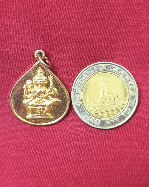 เหรียญที่ระลึกรูปหล่อ ท้าวมหาพรหม จ.ฉะเชิงเทรา 18ก.พ.32 เนื้อกะไหล่ทอง