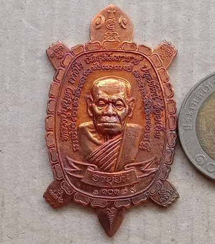 เหรียญพญาเต่าเรือน หลวงปู่บุญทา วัดป่าสุนันทาราช จ.ร้อยเอ็ด ปี2556 เนื้อทองแดง มีโค้ด เลข648+กล่อง