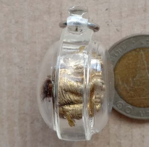 ลูกอมหนังเสือพยัคเมฆา รุ่นมหาเสน่ห์ ครูบากฤษณะ อินทวัณโณ สำนักสงฆ์เวฬุวัน นครราชสีมา ปี2548 เลี่ยมกั