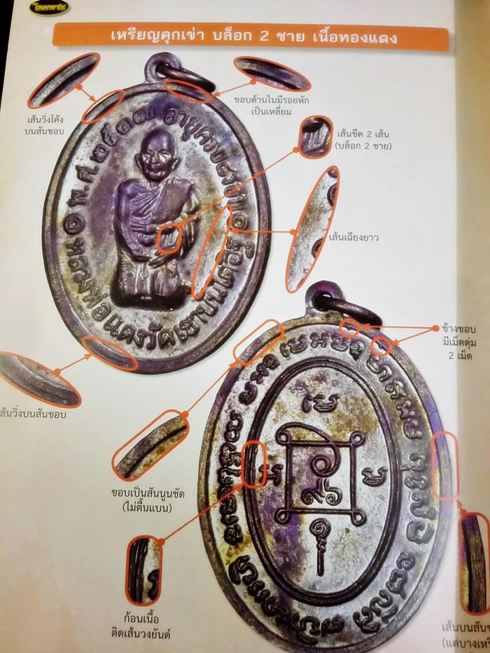เหรียญหลวงพ่อแดง วัดเขาบันไดอิฐ รุ่นสุดท้าย พิมพ์สองชาย เนื้อทองแดง ปี 2517 