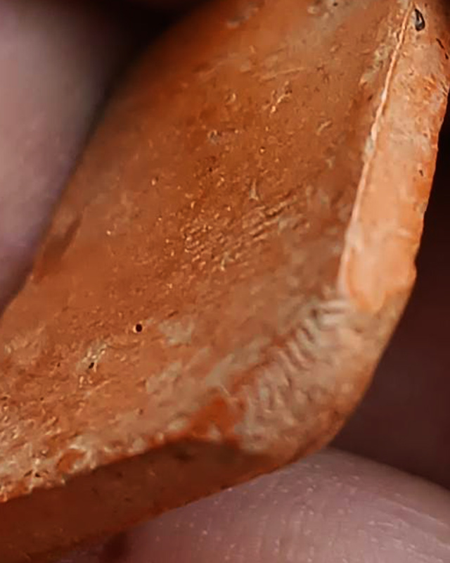 2.พระเนื้อดิน กรุทับผึ้ง จ.สุโขทัย พ.ศ. 2473 พิมพ์ซุ้มโพธิ์ หลังเรียบ สูง 3 ซ.ม.