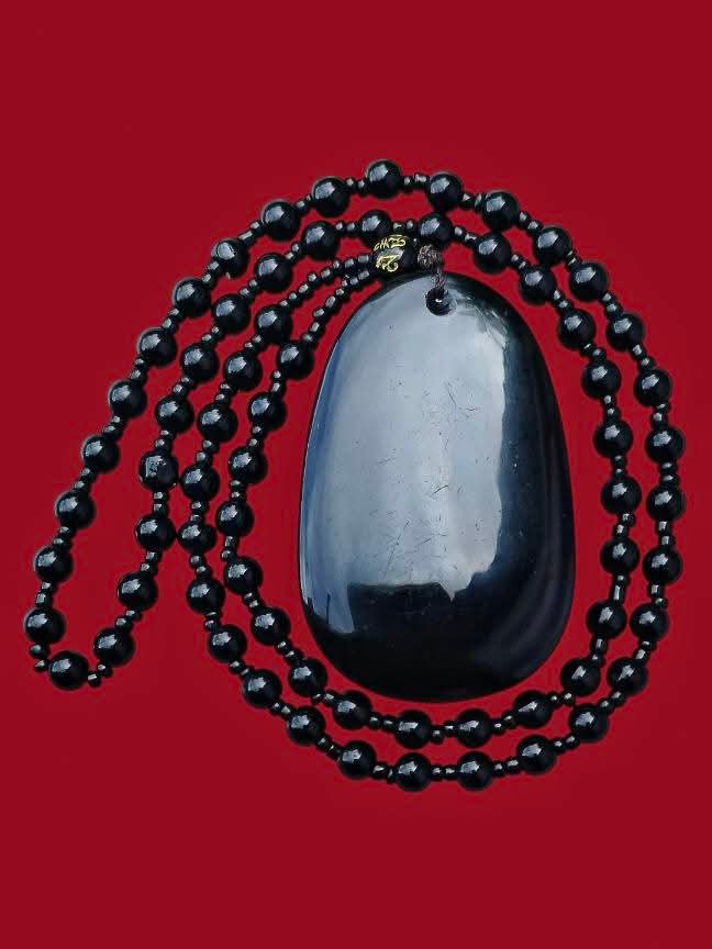 สร้อยคอหินแกะสลัก พระโพธิสัตว์ พิมพ์พระสมันตภัทรโพธิสัตว์(ปีมังกร) เนื้อหินออบซีเดียน