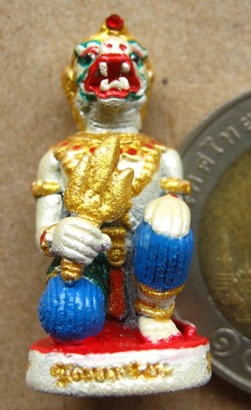 หนุมานขุนกระบี่ เพ้นท์สี หลวงพ่อเปิ่น วัดบางพระ จ นครปฐม ปี2554 มีจารใต้ฐาน พร้อมกล่องเดิม