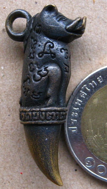 หมูทองแดง เขี้ยวทอง รุ่นไตรมาส53 พระอาจารย์สมคิด วัดบึงตาต้า อ.ปลวกแดง จ.ระยอง ปี2553+ซองเดิม