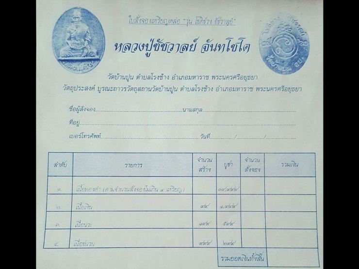 เหรียญหล่อ รุ่นแรก หลวงปู่ชัช วัดบ้านปูน จ อยุธยา ปี2560 เนื้อเงิน หมายเลข65 สร้าง99เหรียญ+กล่อง