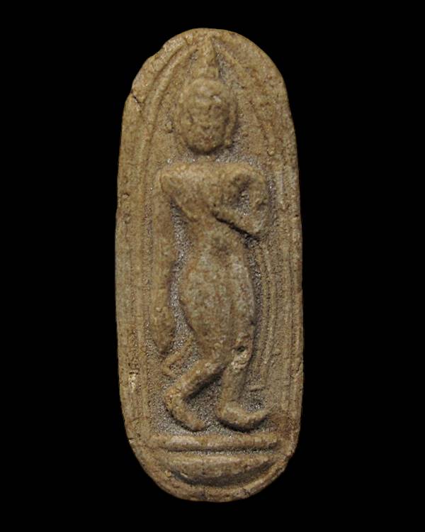 พระลีลาทุ่งเศรษฐีหลังยันต์ หลวงพ่อแพ วัดพิกุลทอง จ.สิงห์บุรี ปี 2511 เนื้อผงเกสร