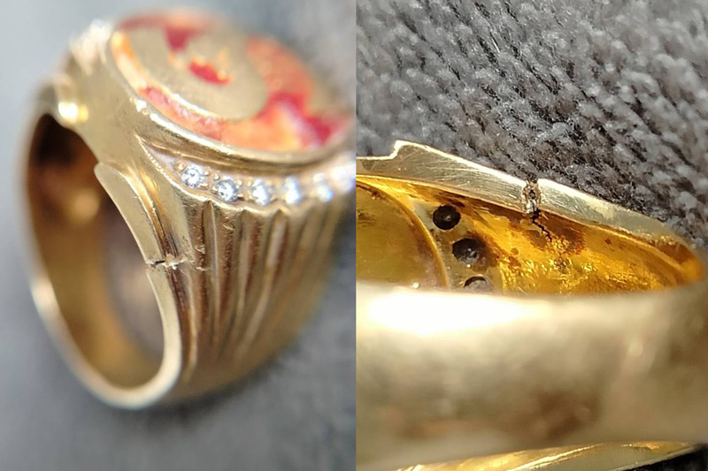 แหวนทองคำฝังเพชร บริษัทซิงเกอร์สร้าง หลวงพ่อคูณปลุกเสก 