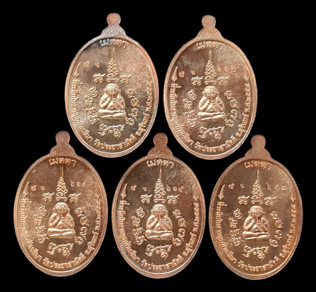 เคาะแรกแดง..เหรียญรุ่นเมตตา ๒๕๕๙...นวโลหะ ๕ เหรียญ กล่องเดิม..ล.ป.จันทร์ วัดประชาสามัคคี จ.สุรินทร์