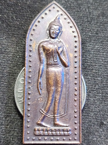 วัดพระขาว อยุธยา เหรียญพระพุทธปางลีลาข้างเม็ด หลังหลวงปู่ทิม  โค๊ต ท.