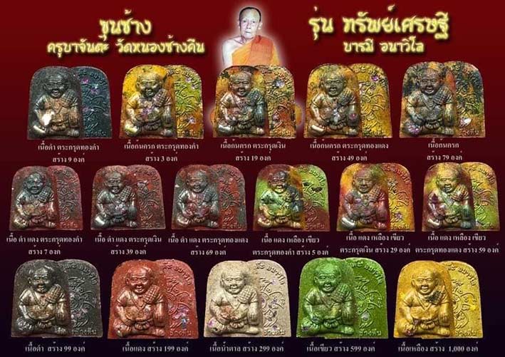 ขุนช้าง รุ่นทรัพย์เศรษฐี บารมีอนาวิโล ครูบาจันต๊ะ วัดหนองช้างคืน จ เชียงใหม่ ปี2563 หมายเลข16+กล่อง