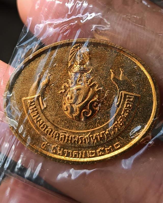 12.เหรียญพระนอน หลัง ภปร. พิธีใหญ่วัดโพธิ์ ฉลองในหลวงพระชนมายุครบ 5 รอบ พ.ศ. 2530 ไม่ผ่านการใช้+ซอง