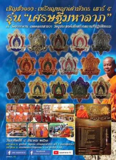 **เบาๆ**เหรียญพญาเต่ามังกรเสาร์๕ รุ่นเศรษฐีมหาลาภ หลวงพ่อหยัด วัดลำกระดาน ปี ๒๕๖๓**ตอกโค้ด กล่อง