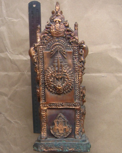 พระบรมรูปบูชา สมเด็จพระปิยะมหาราช(ร.๕)ทรงบัลลังค์ เนื้อเรซิ่นเคลือบทองแดง ฐานกว้าง4นิ้ว สูง12นิ้ว