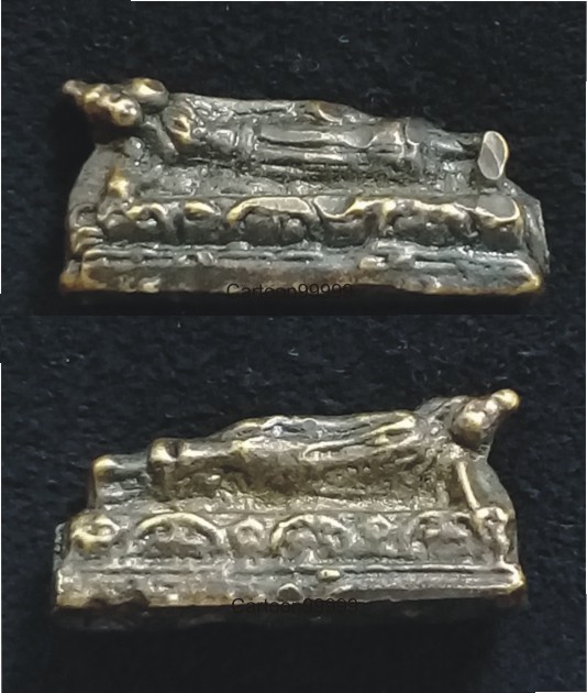 พระหล่อพระประจำวันอังคาร หลวงปู่ ใจ วัดเสด็จ สมุทรสาคร (ปางไสยาสน์) สวย เดิม ดี ครับผม 