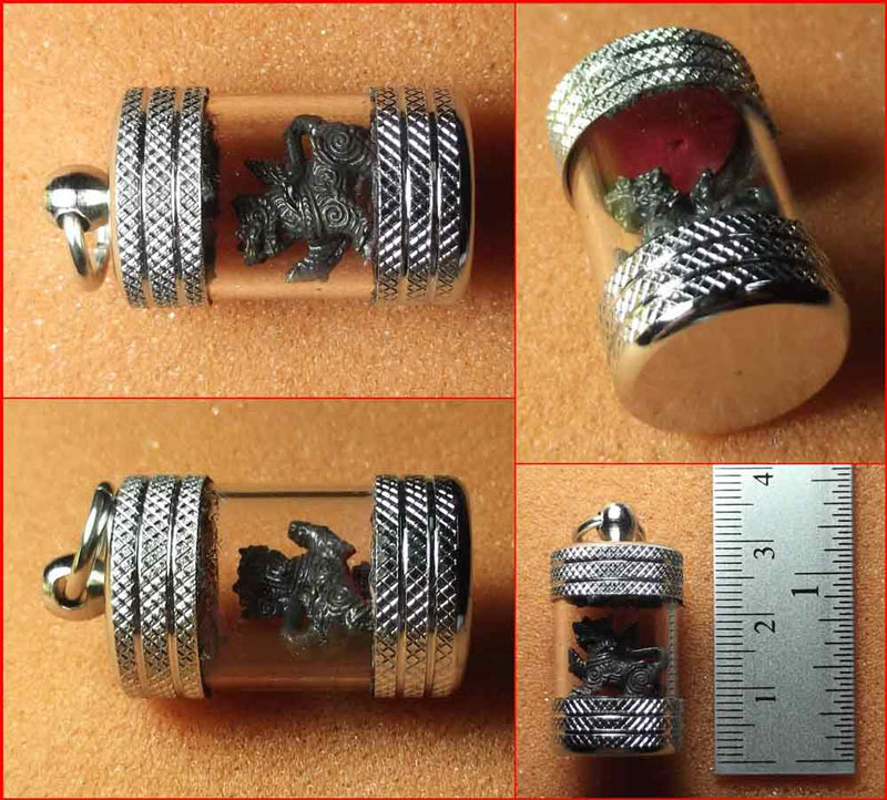 สิงห์จิ๋ว หลวงพ่อเพี้ยน วัดเกริ่นกฐิน จ.ลพบุรี เนื้อทองแดง ตอกโค้ด ว.ฐ. ปี 2556 พร้อมปลอก