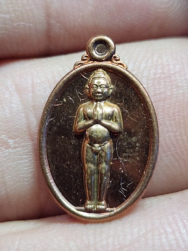 วัดเจดีย์ นครศรีธรรมราช เหรียญปั้ม2เนื้อ ไอ้ไข่  รุ่นยอดทรัพย์ 2564 พิมพ์เล็ก เนื้อทองแดง