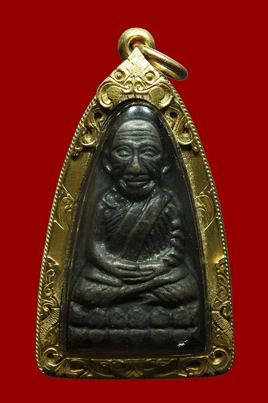 หลวงพ่อทวด วัดช้างให้ หลังหนังสือ บล๊อกหน้าใหญ่ ปี๒๕๐๘ เนื้อทองเหลืองรมดำ