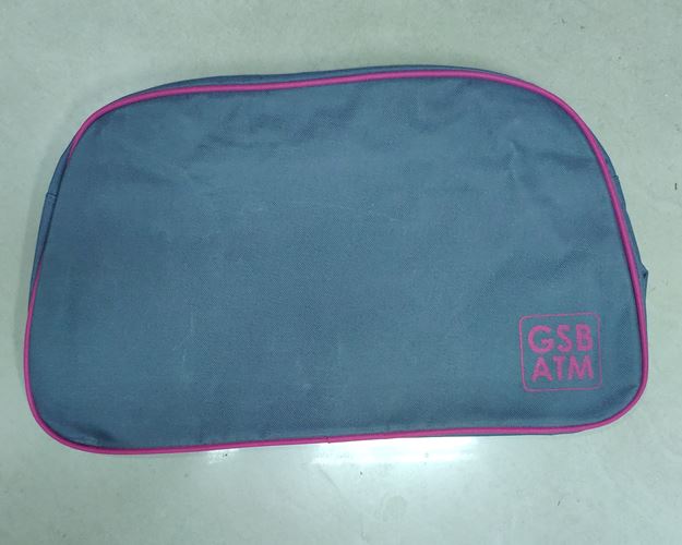 (ปิด69-)กระเป๋าผ้าสีเทา ธนาคารออมสิน ของใหม่ (กว้าง18xสูง10.5นิ้ว)