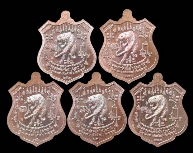 เคาะแรกแดง..พยัคฆ์เจ้าพระยา ๒๕๖๓..ทองแดงรมมันปูลงยา ๕ เหรียญ..ล.พ.พัฒน์ วัดห้วยด้วน จ.นครสวรรค์