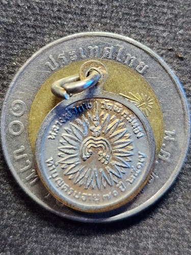 วัดพิกุลทอง สิงห์บุรี เหรียญดอกพิกุล หลวงพ่อแพ ทำบุญอายุครบ 70 ปี 2517