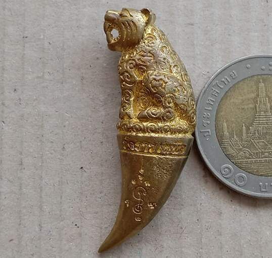 เขี้ยวเสือพุทธาคม เนื้อทองทิพย์ หลวงพ่อหวล วัดชาวเหนือ จ ราชบุรี ปี2558 กรรมการ หมายเลข25613