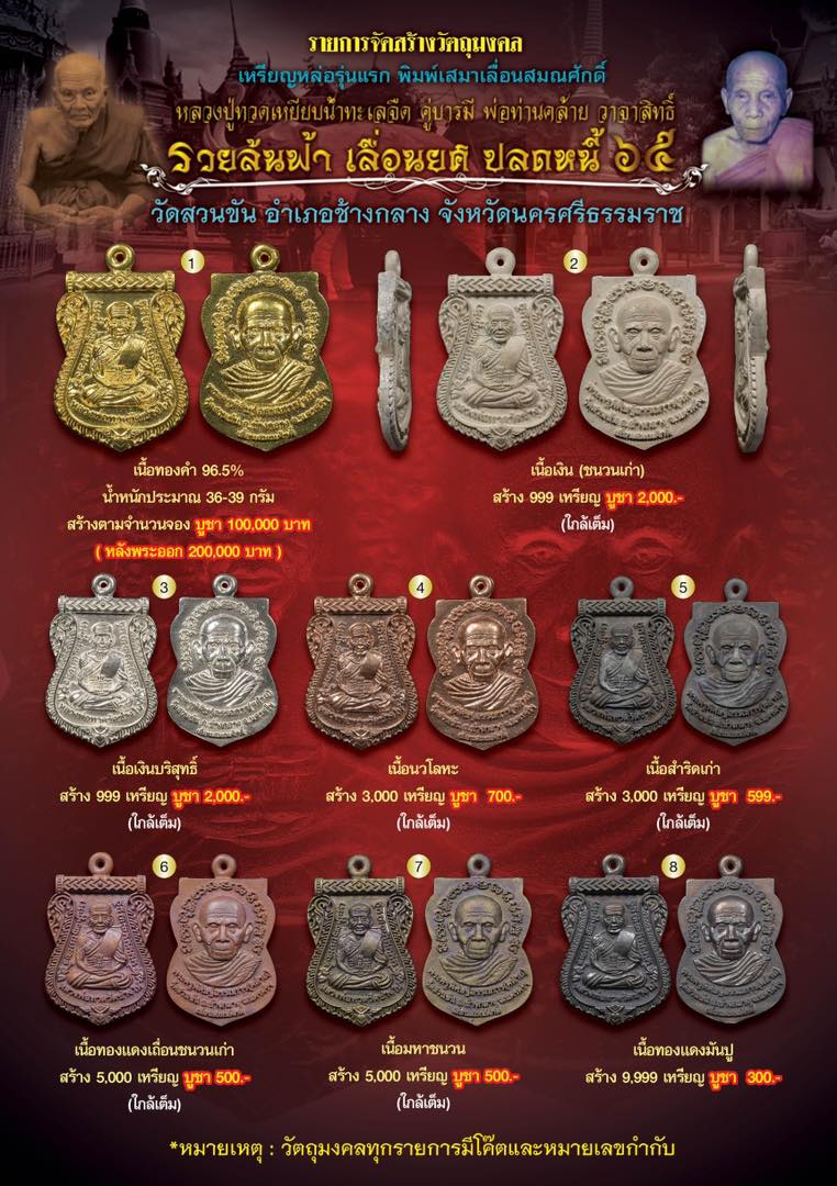 หลวงปู่ทวด พ่อท่านคล้าย รวยล้นฟ้า เลื่อนยศ ปลดหนี้ ๖๕ วัดสวนขัน นครศรีธรรมราช 