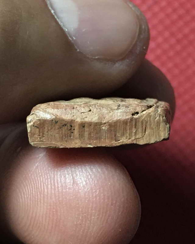 พระเนื้อดินพิมพ์สิบสองนักษัตร  ปีจอ  หลวงพ่อเล็ก วัดท่าอิฐ ฉะเชิงเทรา ปี 2484 เคาะเดียวแดง